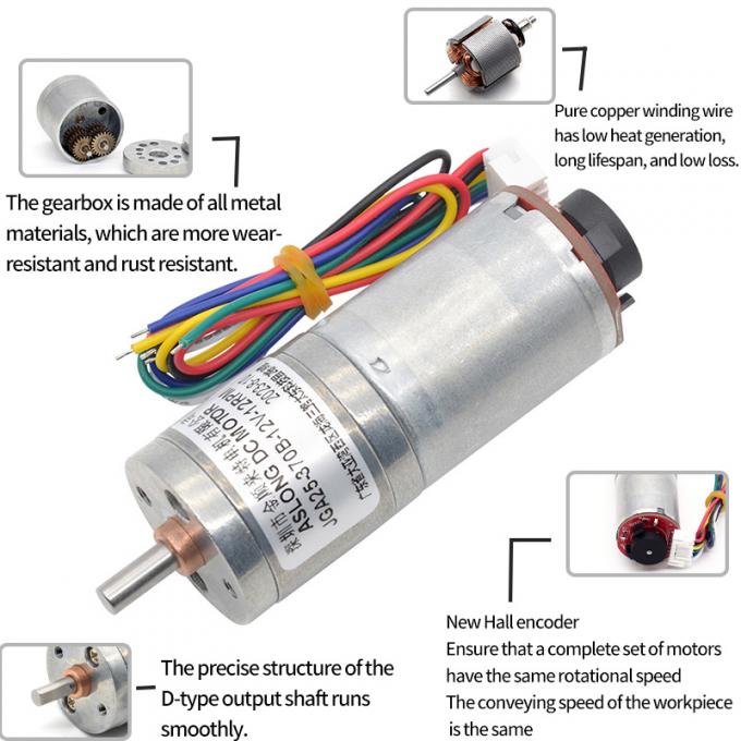 6v 12v 25mm Brushed DC Gear Motor Encoder JGA25-370B Torsi Tinggi 25mm Brushed DC Gear Motor 17