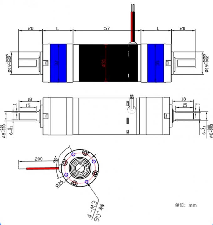 24V Double-Ended Planetary Gearbox Torsi Tinggi PG32-31ZY-PG 24V Micro DC Deceleration Motor 0